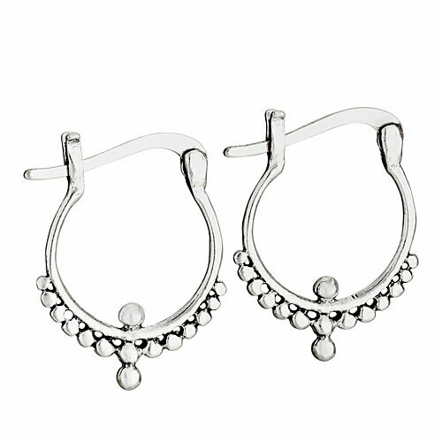 Sterling Silver Granulated Latch Hoops - ETM4608