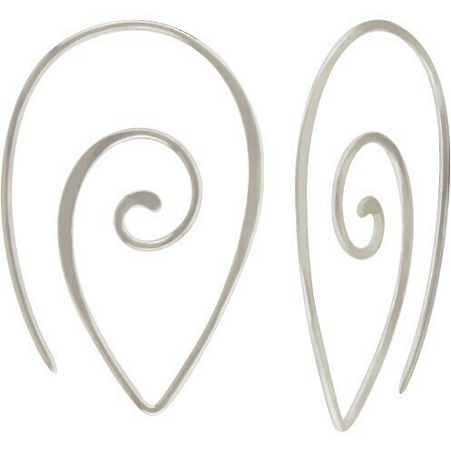 Sterling Silver Pointed Spiral Thread Thru Hoops - H12-2255 Sterling Silver Pointed Spiral Thread Thru Hoops - H12-2255