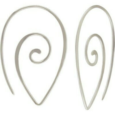 Sterling Silver Pointed Spiral Thread Thru Hoops - H12-2255