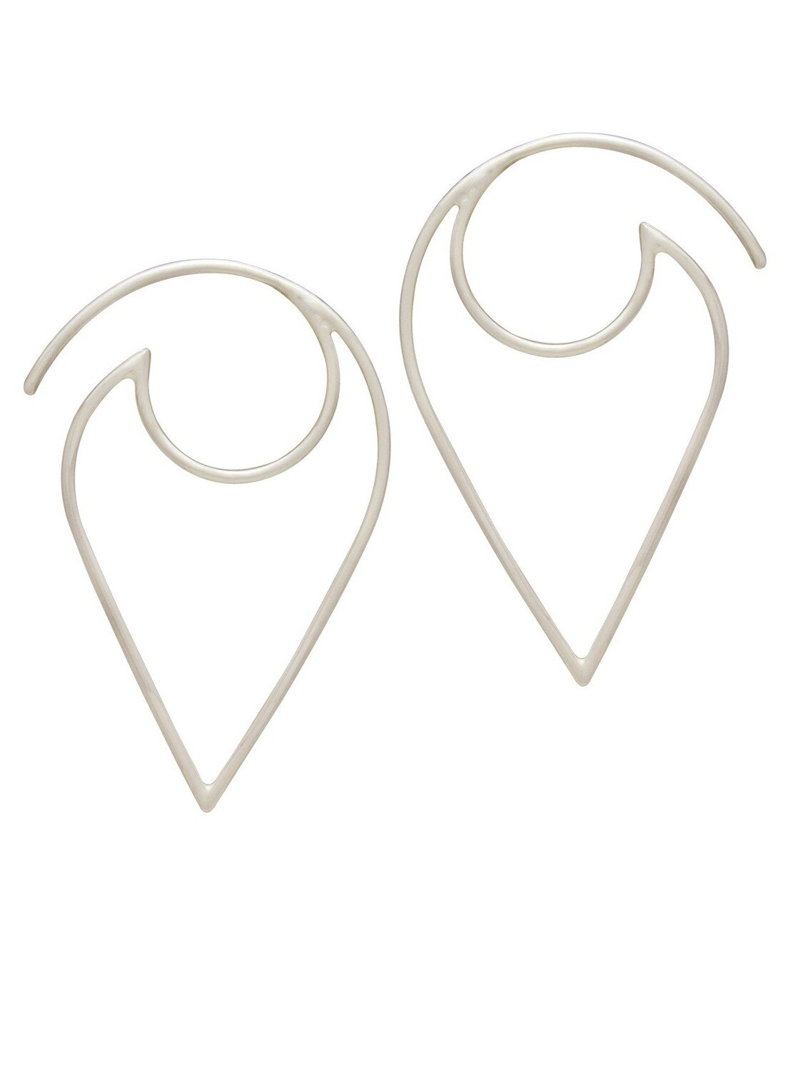 Sterling Silver Open Wire Pointed Hoops - H12-2986