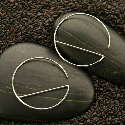 Sterling Silver Horizon Line Geo Minimalist Hoops - H12-3044