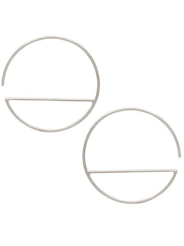 Sterling Silver Horizon Line Geo Minimalist Hoops - H12-3044