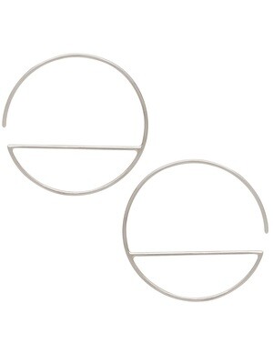 Sterling Silver Horizon Line Geo Minimalist Hoops - H12-3044