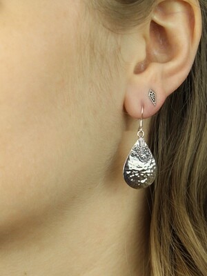 Sterling Silver Hammered Teardrop Bali Earrings - ETM3994