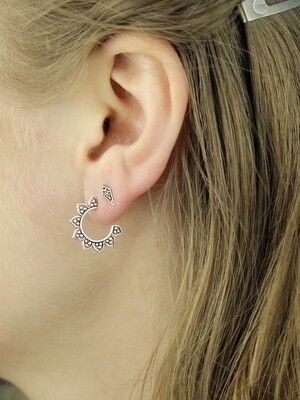Sterling Silver Granulated Hoops - H13-4762