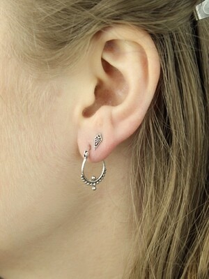 Sterling Silver Granulated Latch Hoops - ETM4608