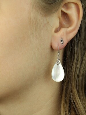 Sterling Silver Large Mother of Pearl Teardrop Earrings - ETM3032
