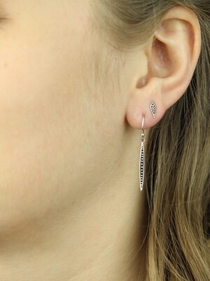 Sterling SIlver Long Granualted Bali Earrings - ETM4414