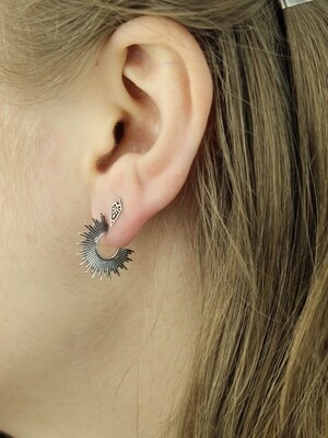 Sterling Silver Spiked Rays Hoops - H13 4624