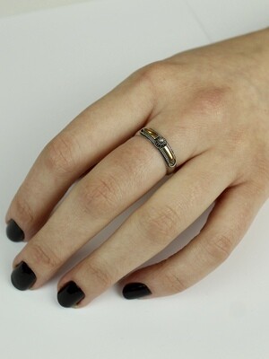 Sterling Silver with Gold Bars Ring - RTM4037