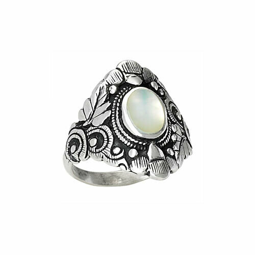 Sterling Silver Mother of Pearl Wide Ring -RTM2693