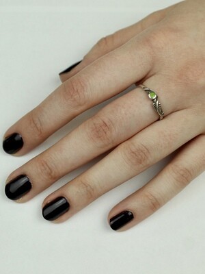 Sterling Silver Gaspeite Leaf Ring - RTM3092