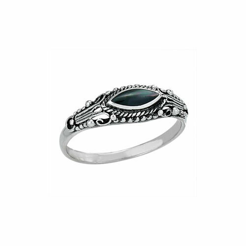 Sterling Black Mother of Pearl Eye Ring - RTM3183