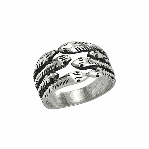 Sterling Silver Eight Snakes Meeting Ring- RTM3417