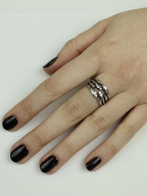 Sterling Silver Eight Snakes Meeting Ring- RTM3417
