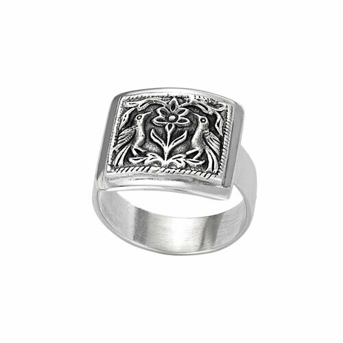 Sterling Silver Bird Plaque Antiqued Ring- RTM3341