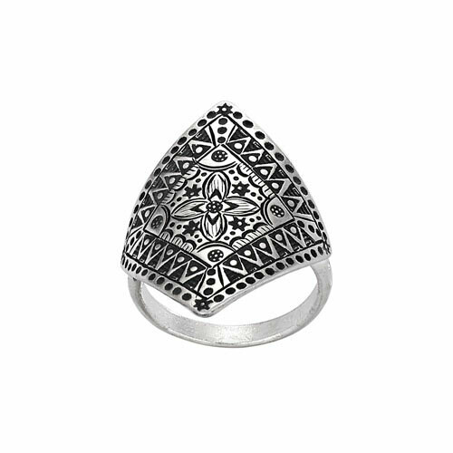 Hill Tribe Silver Stamped Geometric Ring - RTM3371