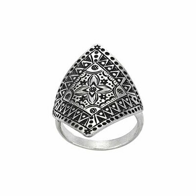 Hill Tribe Silver Stamped Geometric Ring - RTM3371