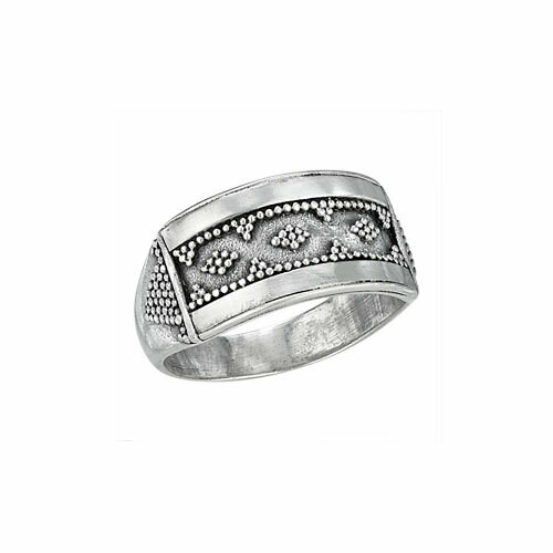 Sterling Silver Rectangular Bali Ring - RTM3145