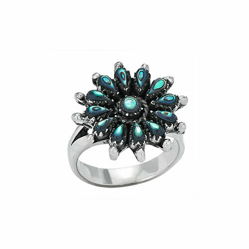 Sterling Silver Paua Shell Flower Ring - RTM3167