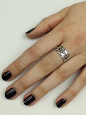 Sterling Silver Rectangular Bali Ring - RTM3145