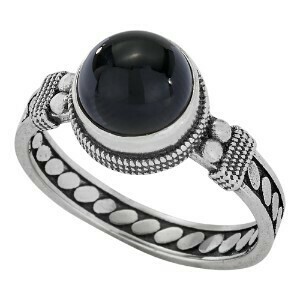 Sterling Silver Detailed Onyx Ring - RTM3753