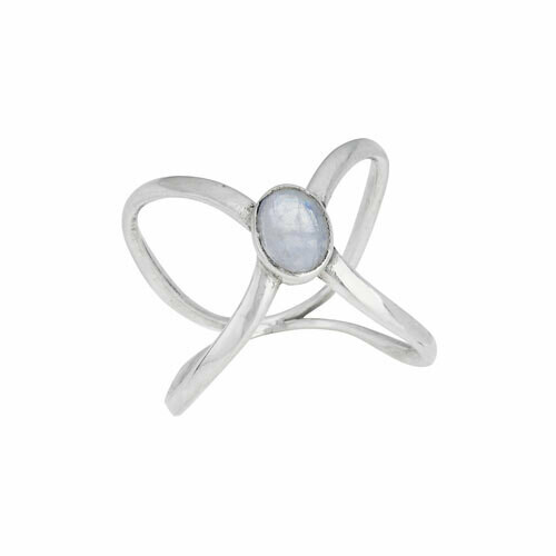 Sterling Silver Rainbow Moonstone X Band - RTM4108