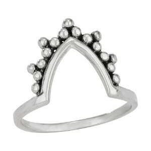 Sterling Silver V Chevron Dots Ring - RTM3986