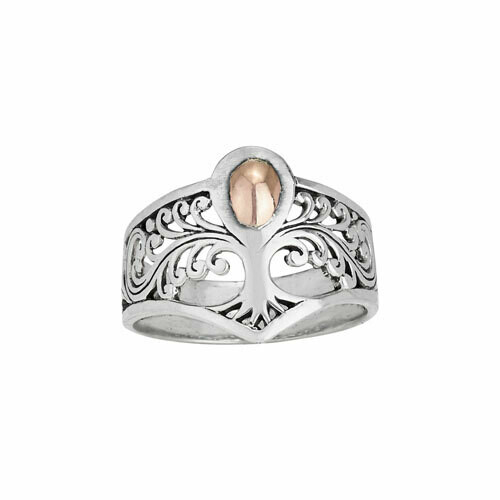 Sterling Silver &amp; Gold Tree Ring - RTM4072
