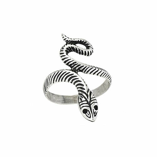 Sterling Silver Striped Snake Ring - RTM2708