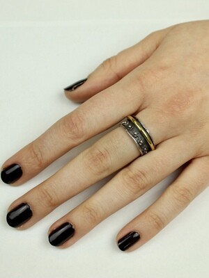Sterling Silver &amp; Bronze Spinner Ring - RTM3439