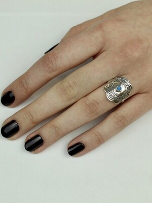 Sterling Silver Turquoise Hill Tribe Ring- RTM4306