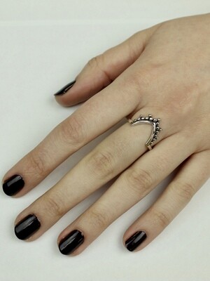 Sterling Silver V Chevron Dots Ring - RTM3986