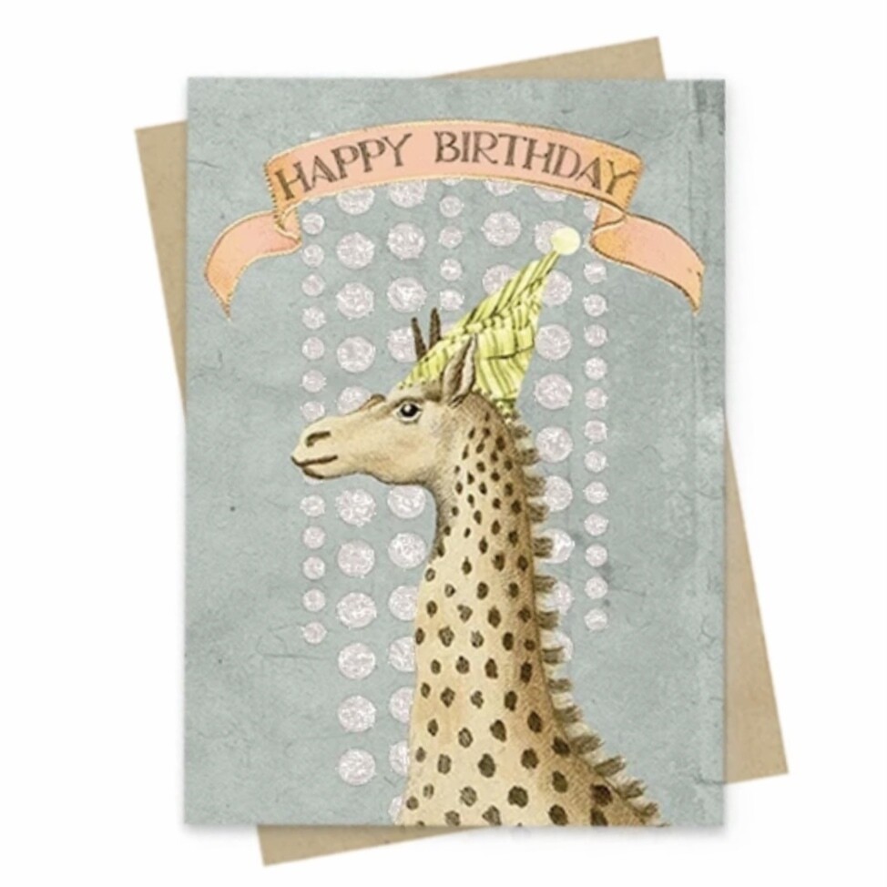 Birthday Giraffe Small Greeting Card - PAC93