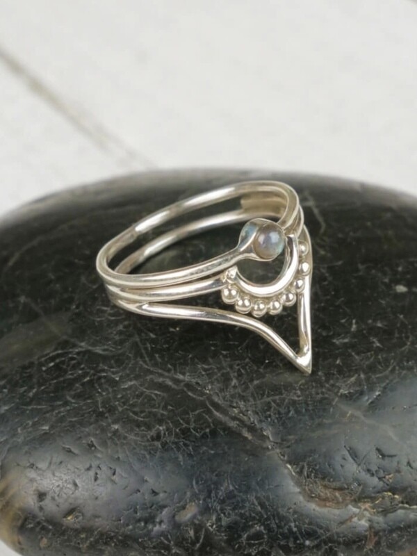 Sterling Silver Dot Chevron Labradorite Ring RB17