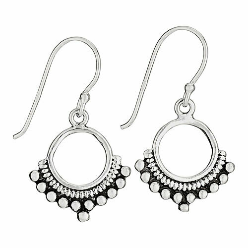 Sterling Silver Bali Dot Dangle Earrings - ETM4610