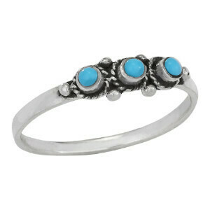 Sterling Silver Trio of Turquoise Ring - RTM3895