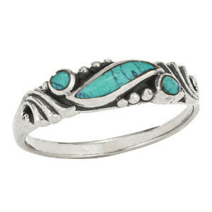 Turquoise Triple Stone Wave Band - RTM4030