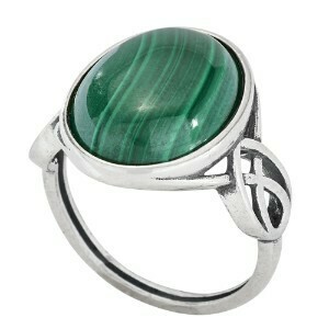 Sterling Silver Malachite Knot Work Ring - RTM4006