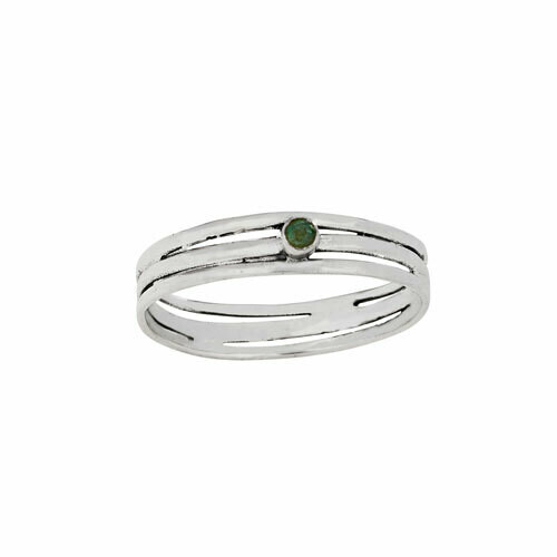 Sterling Silver Triple Band Emerald Ring - RTM4305