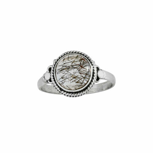 Sterling Silver &amp; Tourmalated Quartz Ring- RTM4249