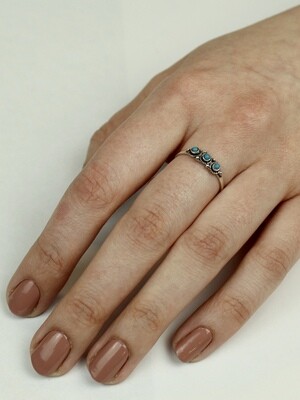 Sterling Silver Trio of Turquoise Ring - RTM3895