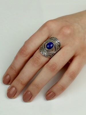 Sterling Silver Lapis Split Band Ring - RTM3223