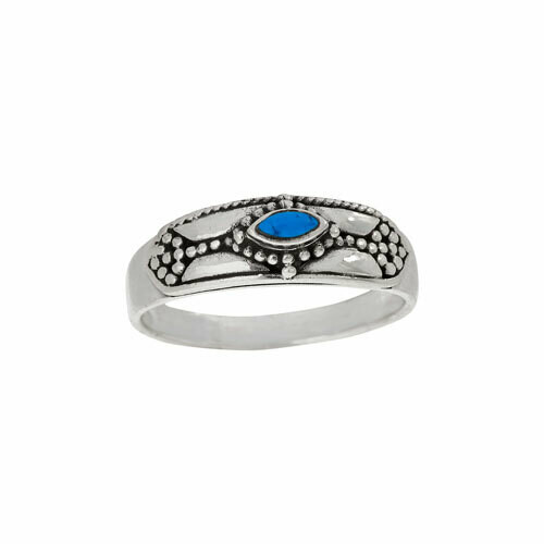 Sterling Silver Turquoise Dotted Band - RTM4394