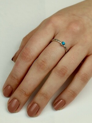 Sterling Silver Daisy Band With Turquoise- RTM4200