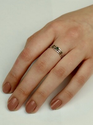 Sterling Silver Triple Band Emerald Ring - RTM4305