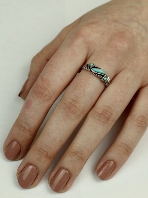 Turquoise Triple Stone Wave Band - RTM4030