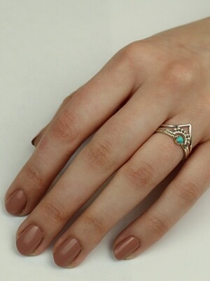 Sterling Silver Dot Chevron Turquoise Ring - RB18