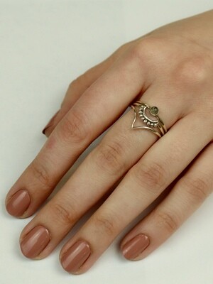 Sterling Silver Dot Chevron Labradorite Ring RB17