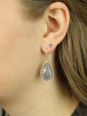 Hill Tribe Silver Teardrop Earrings - ETM4594